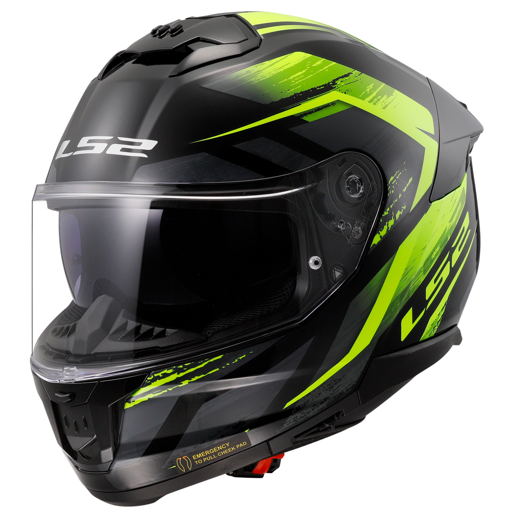 [168082154XS] LS2 FF808 STREAM II FURY BLACK H-V YELLOW-06 (XS)