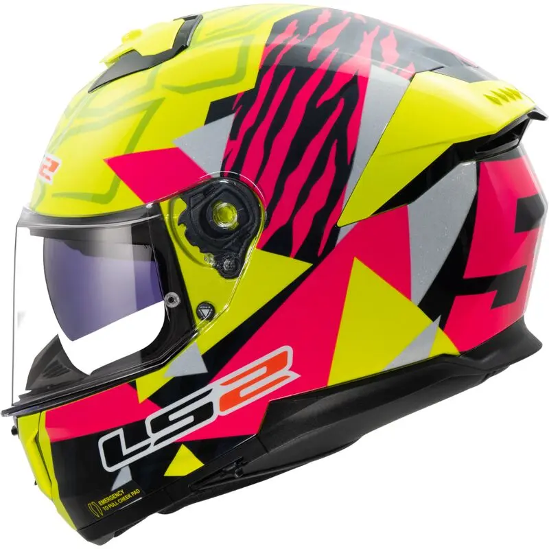 [168083144XS] LS2 FF808 Stream II Tiger H-V Yellow Pink-06 (XS)