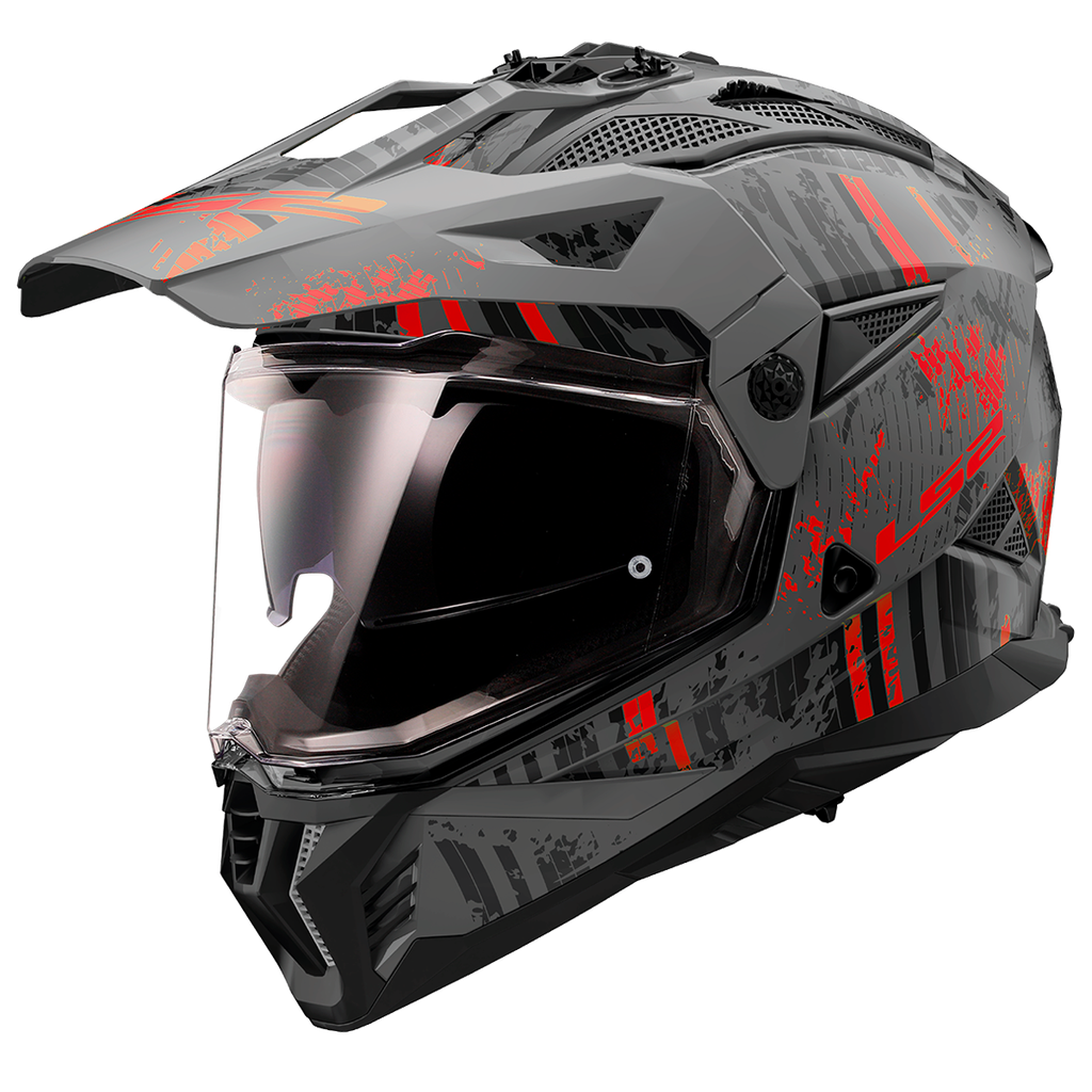 [467022332XS] LS2 MX702 PIONEER II CRAZY MATT BLACK RED-06 (XS)