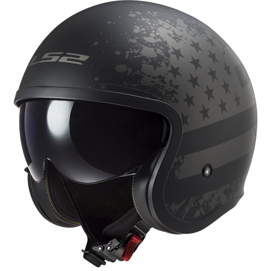 [365992611XS] LS2 OF599 SPITFIRE II MATT BLACK FLAG-06 (XS)