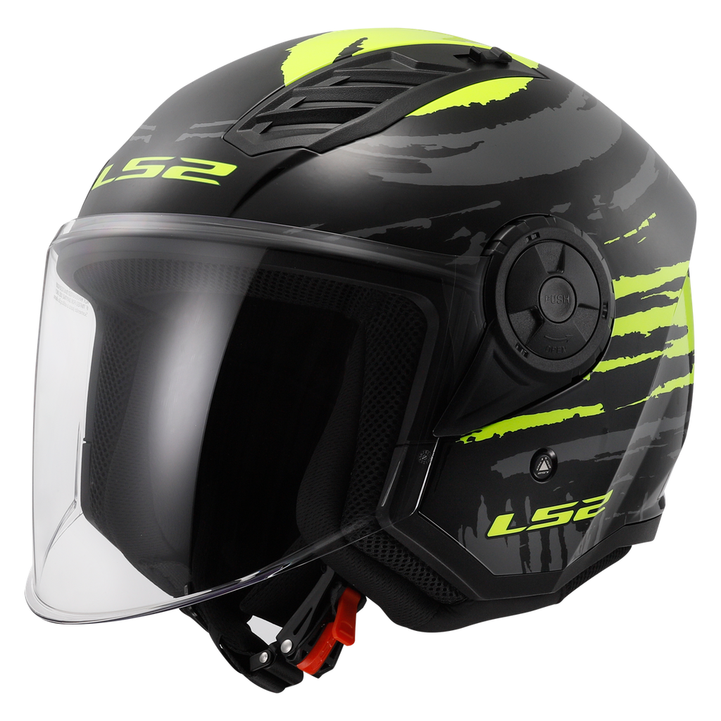 [366162254XS] LS2 OF616 AIRFLOW II BRUSH BLACK H-V YELLOW-06 (XS)