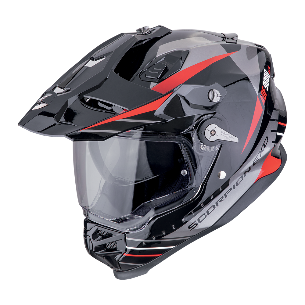 [184-472-163-02] Scorpion Adf-9000 Air Feat Black-Silver-Red (XS)