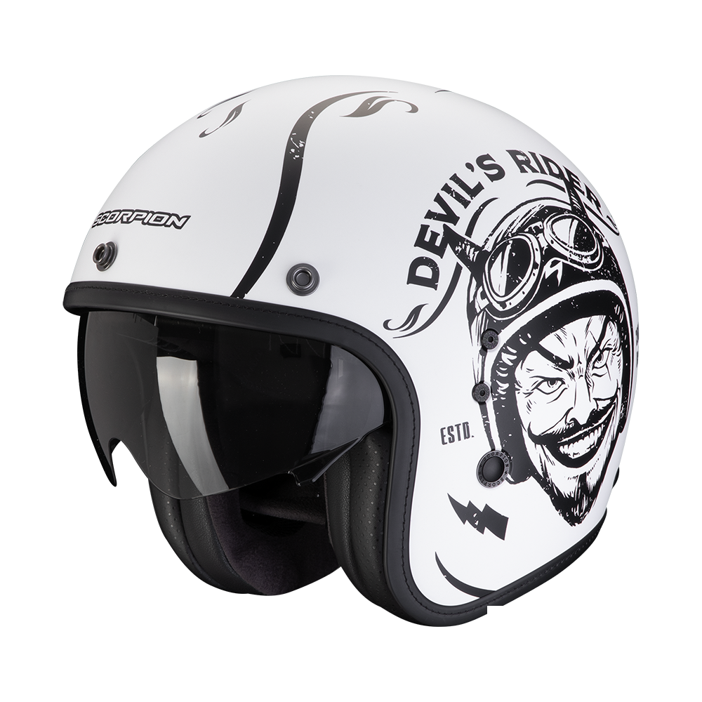 [78-459-201-02] Scorpion  Belfast Evo Romeo Matt White-Black (XS)