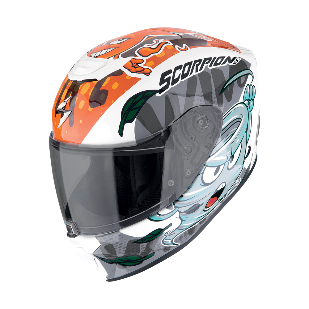 [120-495-361-05] Scorpion Exo-Jnr Air The4Elements White-Blue-Orange (YL)
