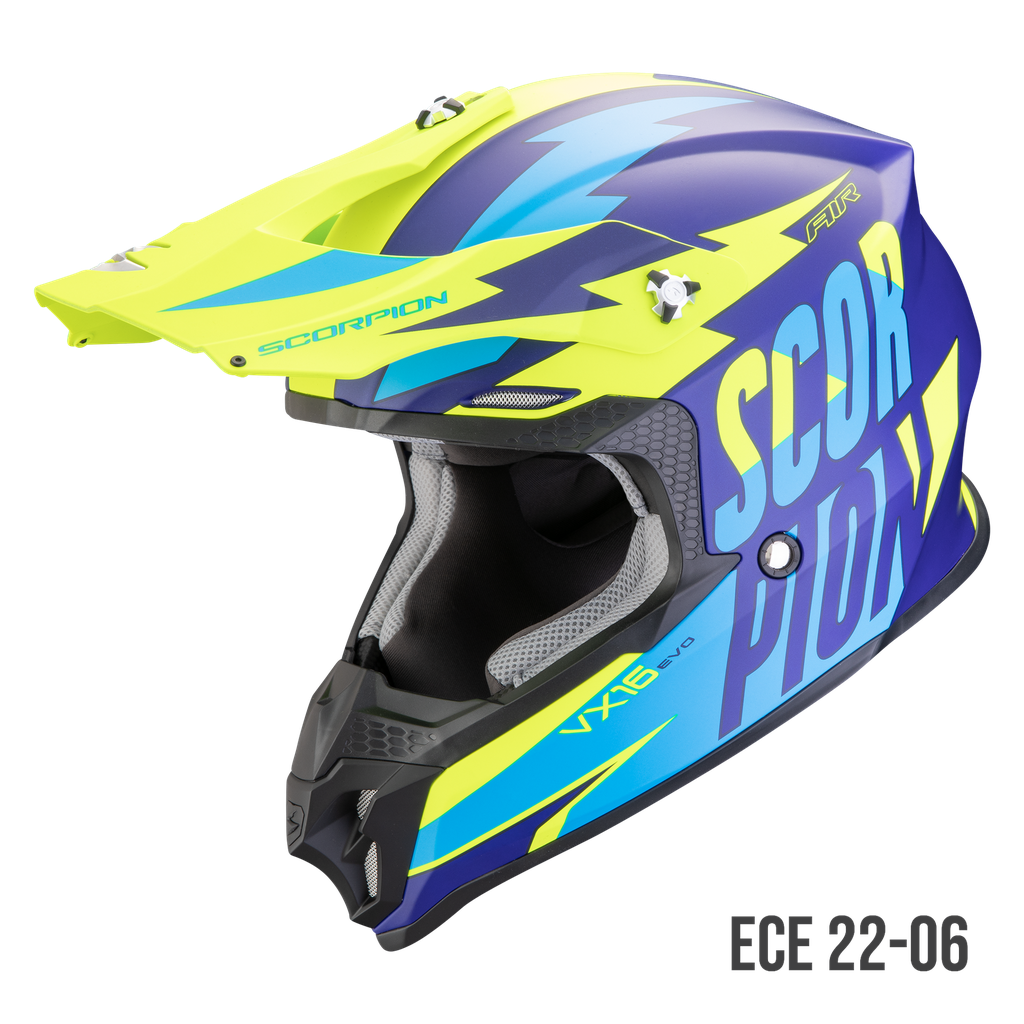 [146-431-220-02] Scorpion  Vx-16 Evo Air Slanter Matt Blue-Neon yellow (XS)