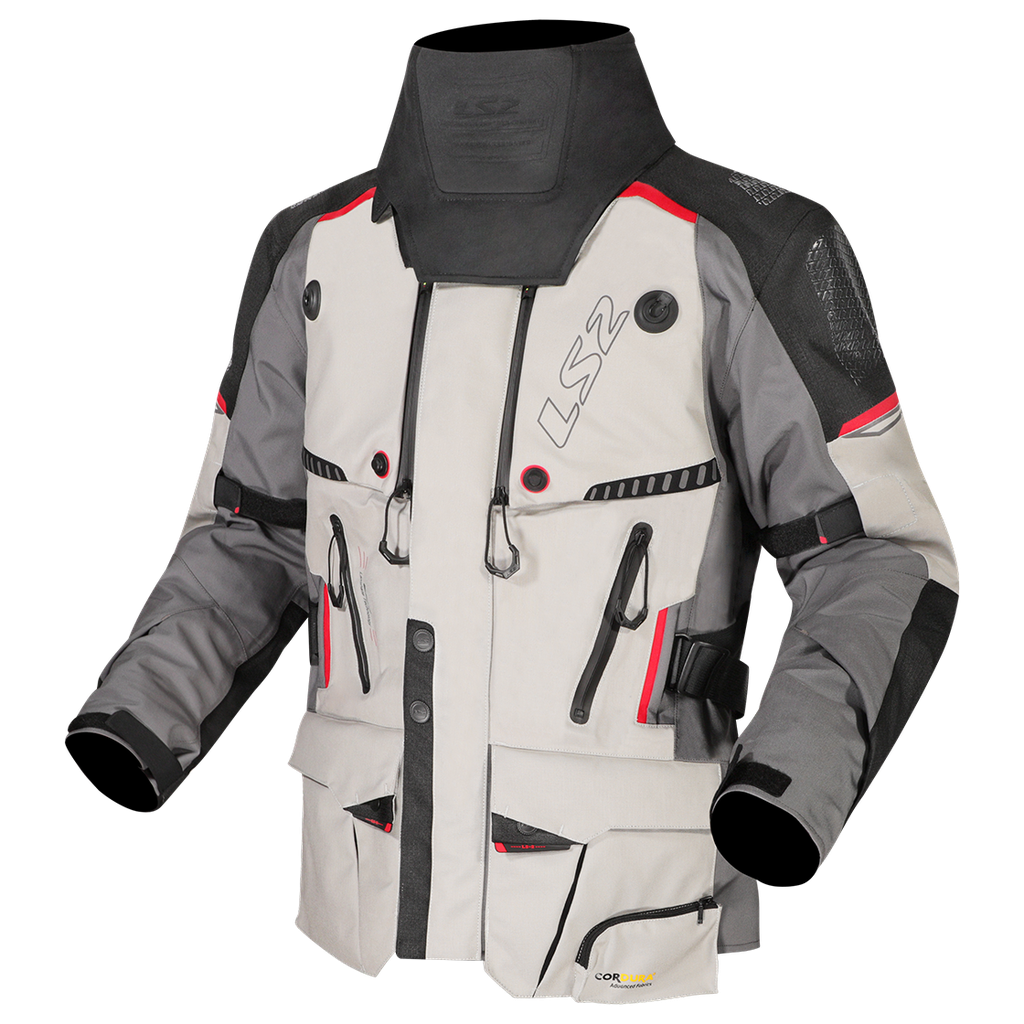 [64220F0107S] LS2 APOLLO MAN JACKET GREY BLACK RED (S)
