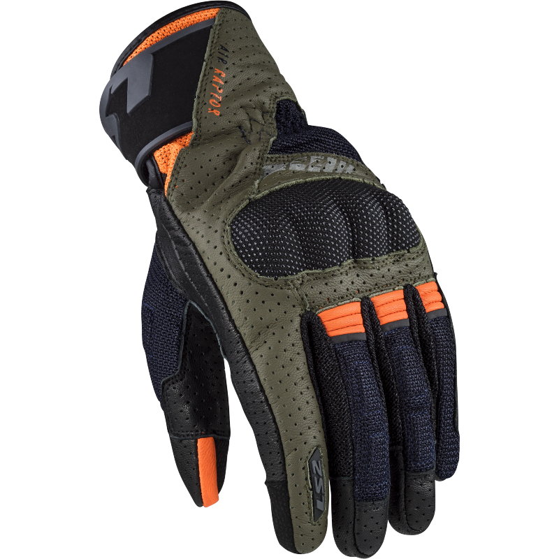 [70190F0160S] LS2 AIR RAPTOR MAN GLOVES GREEN BLUE H-V ORANGE (S)