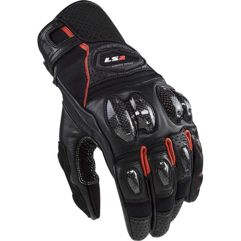 [70061F0132S] LS2 SPARK 2 LEATHER MAN GLOVES BLACK RED (S)