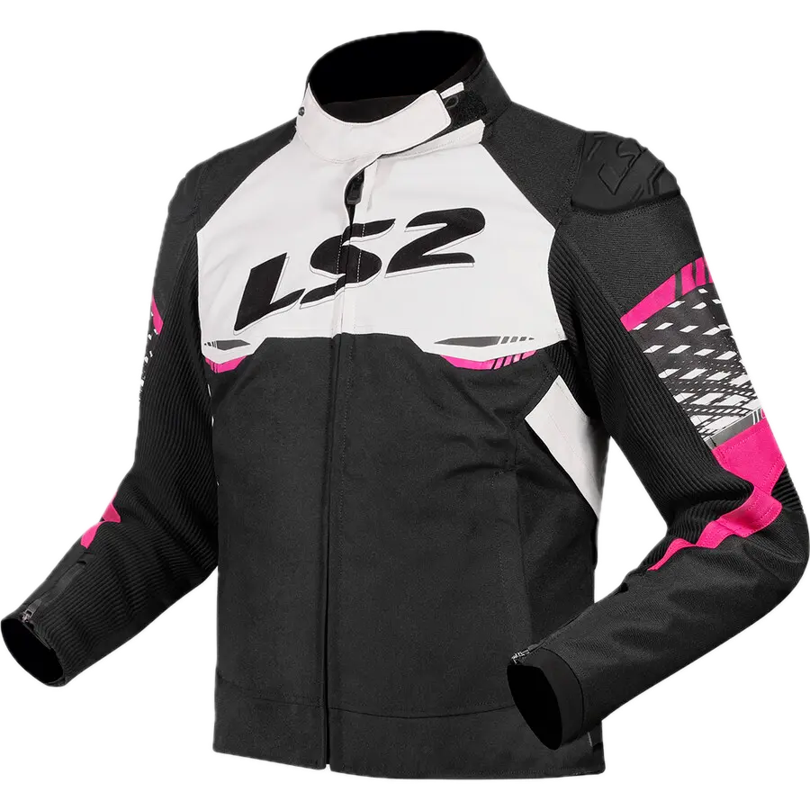 LS2 APEX LADY JACKET BLACK WHITE PINK (S)