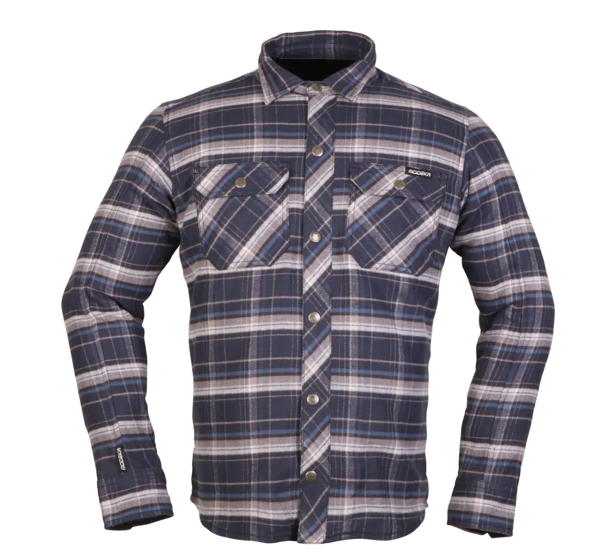 [086780 70 S] Modeka Flannel shirt Nooner Blue/Beige (S)