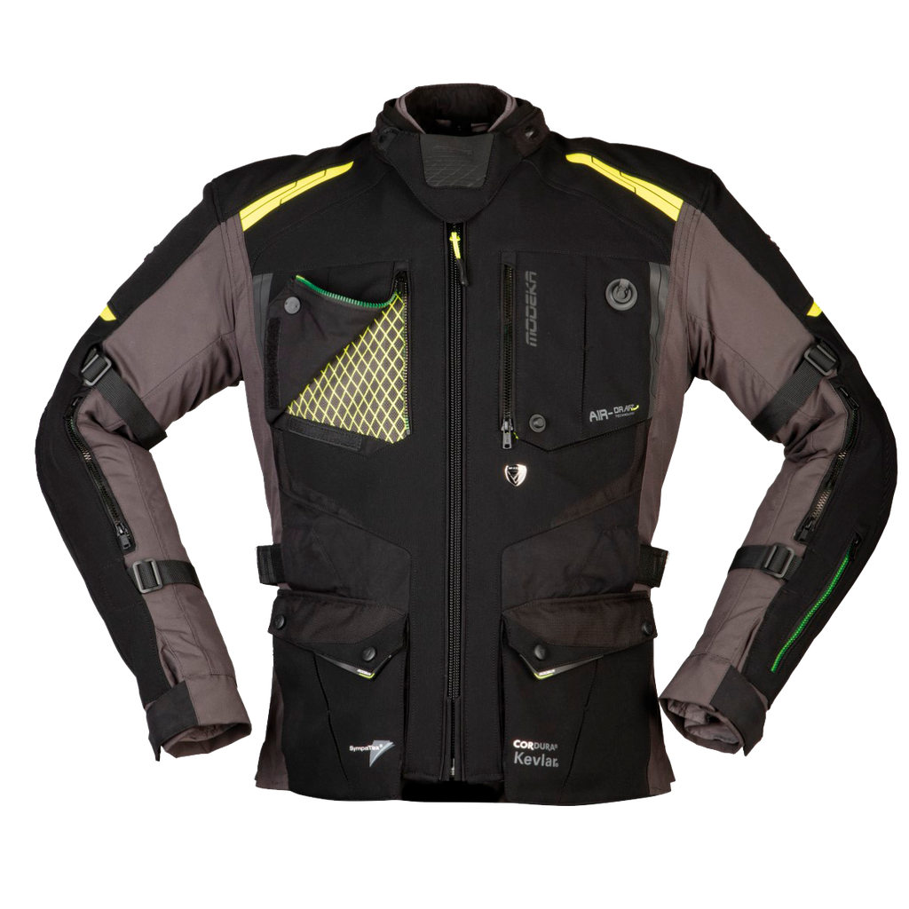 [084620 387 S] Modeka Jacket Talismen Bw/Dk.Grey/Yellow (S)